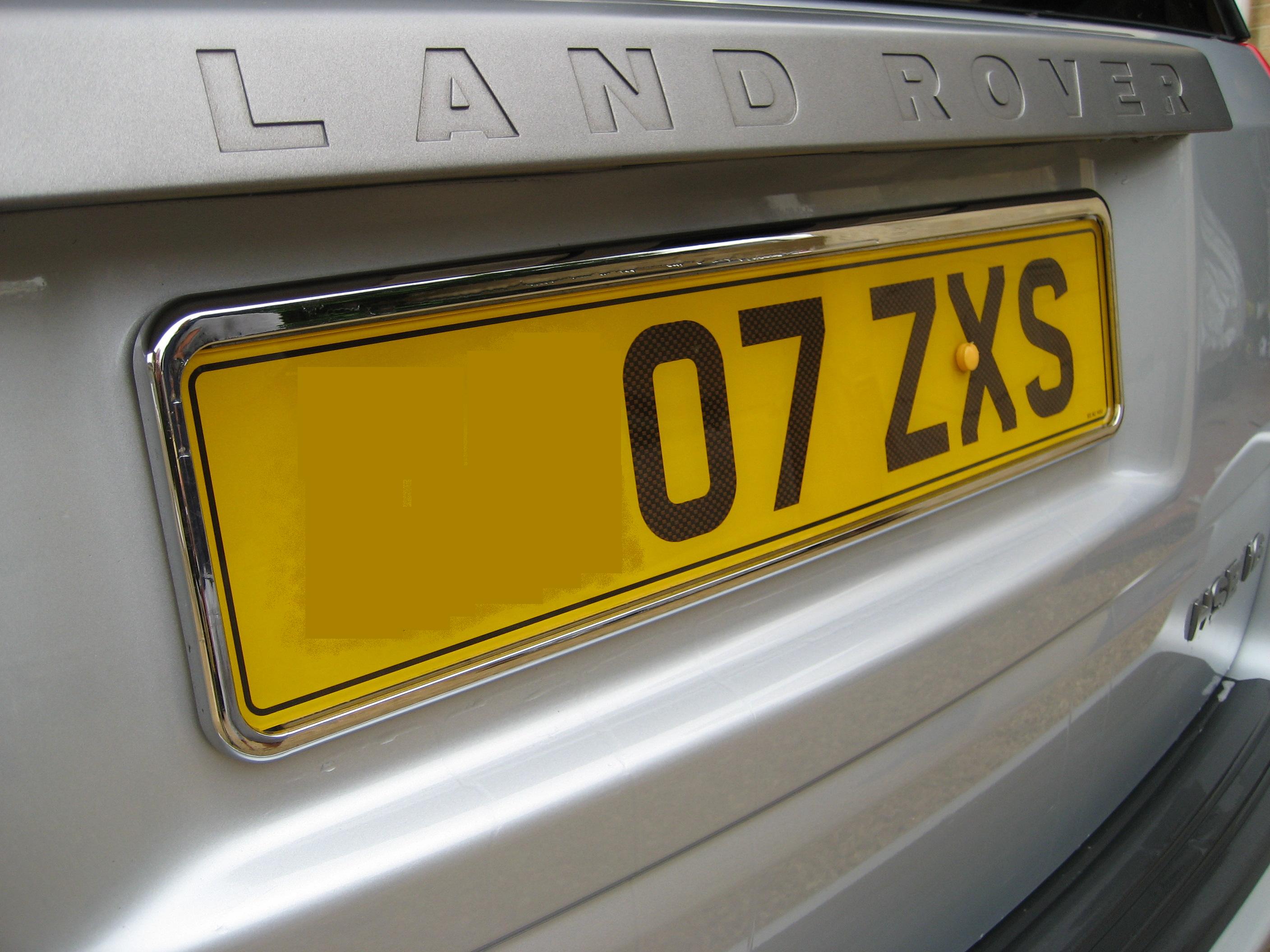Pair of Chrome number plate surrounds frames for Land Rover Freelander